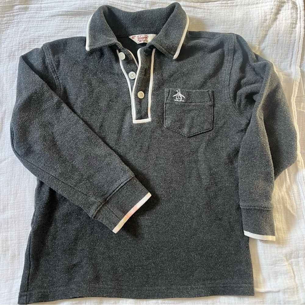 Toddler kids’ Original Penguin dark grey collared shirt